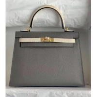 Discount Hermes Original Epsom Leather KEL2578 dark grey&cream