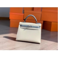 Discount Hermes Original Epsom Leather KEL2578 cream&sky blue