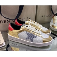 Lower Price Golden Goose Stardan Sneakers in White Mesh and Gold Leather 1027077