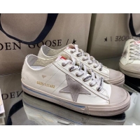 1:1 aaaaa Golden Goose White Leather V-Star Sneakers with Glittery Vertical Strip 1029053