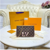 Luxurious Louis vuitton Damier Ebene Canvas DOUBLE ZIP POCHETTE M80084