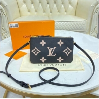 Buy Cheapest Louis vuitton Monogram Empreinte DOUBLE ZIP POCHETTE M80084 Black&Beige