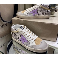 Top Design Golden Goose Mid-Star Sneakers in Snake-print Leather and Lavender Star 1029057