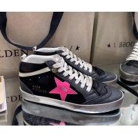 Pretty Style Golden Goose Mid-Star Sneakers in Black Suede with Rosy Star 1029058