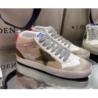 Top Grade Golden Goose Mid-Star Sneakers in Beige Mesh and White Leather 1029060