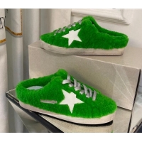 Purchase Golden Goose Super-Star Sequins & Shearling Sneakers Mules Green 1029063