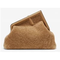 Luxurious FENDI FIRST MEDIUM sheepskin bag 8BP127AH Beige