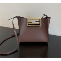 Inexpensive FENDI WAY small leather bag 5FB6846 Dark brown