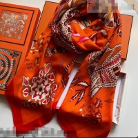 Spot Bulk Hermes Cashmere Silk Scarf 140x140cm 21100723 Orange 2021