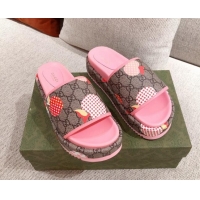 Perfect Gucci Heart Apple GG Platform Slide Sandals 081453 Pink