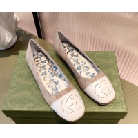 Good Product Gucci GG Canvas Ballet Flat with Interlocking G 081638 Beige