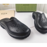 Top Quality Gucci Perforated GG Rubber Mules 2cm 082048 Black