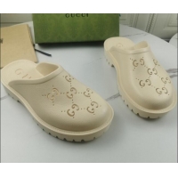 Affordable Price Gucci Perforated GG Rubber Mules 2cm 082048 White