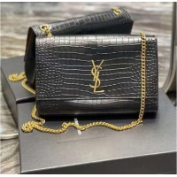 Popular Style Yves Saint Laurent KATE MEDIUM REVERSIBLE IN SUEDE AND CROCODILE-EMBOSSED LEATHER 55380424