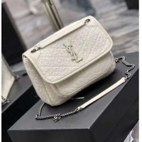 New Style Yves Saint Laurent SMALL NIKI BABY IN BOUCLE TWEED AND SMOOTH LEATHER Y653151 WHITE