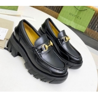 New Style Gucci Calfskin Loafer with Horsebit 656869 Black 2021 