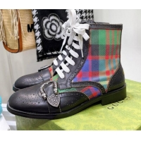 Good Quality Gucci Vintage Check Ankle Boots 092518 Black/Multicolor