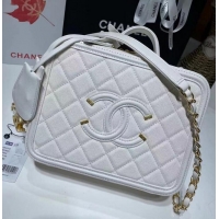 Top Quality Chanel Original Leather Medium Cosmetic Bag 93443 White