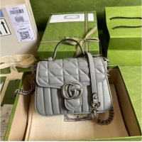 Low Cost Grade Gucci GG Marmont mini top handle bag 583571 gray