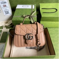 Reasonable Price Gucci GG Marmont mini top handle bag 583571 Rose beige