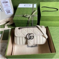 Luxury Cheap Gucci GG Marmont matelasse mini bag 446744 white