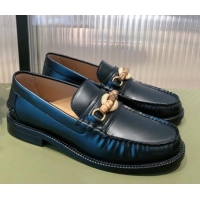 Good Looking Gucci Leather Loafer Flat with Bamboo Horsebit 092747 Black