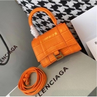 Discount Balenciaga WOMENS HOURGLASS MINI TOP HANDLE BAG M8000 ORANGE