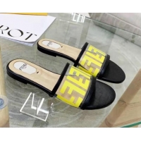 Top Grade Fendi FF Transparent Flat Slide Sandals 091726 Yellow