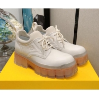 Affordable Price Fendi Force Calfskin FF Lug Sole Lace-up 092453 White