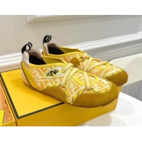 Most Popular Fendi Flex Sneakers in Yellow Suede and Mesh 092456