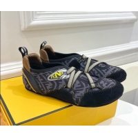 Best Design Fendi Flex Sneakers in Black Suede and Grey Mesh 092457