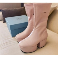 Low Price Prada Technical Nappa Platform Calf Short Boots 6.5cm 092472 Light Pink