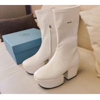 Affordable Price Prada Technical Nappa Platform Calf Short Boots 6.5cm White 2021