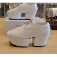 Low Price Prada Shiny Leather Platform Lace-up Shoe 6.5cm 092479 White