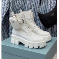 Perfect Prada Monolith Brushed Rois Leather and Nylon Boots Off-white 019052