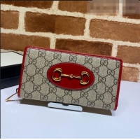 Fashion Gucci Horsebit 1955 GG Canvas Zip Around Wallet ‎621889 Red 2021