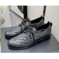 Luxury Chanel 19 Quilted Lambskin Lace-ups with CC Back Black 092355