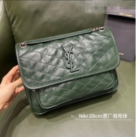 Discount Saint Laurent Niki Medium Bag in Crinkled Vintage Leather 633158 Emerald Green 2021