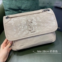 Promotional Saint Laurent Niki Medium Bag in Crinkled Vintage Leather 633158 Light Beige 2021