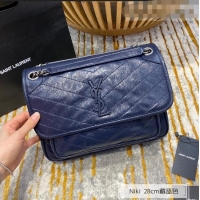 Top Quality Saint Laurent Niki Medium Bag in Crinkled Vintage Leather 633158 Navy Blue 2021