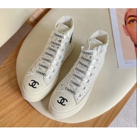 Luxury Chanel x Converse Canvas Pearl Allover High-top Sneakers 092367 White/Black