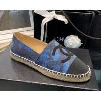 Good Looking Chanel Denim Print Espadrilles G29762 Blue