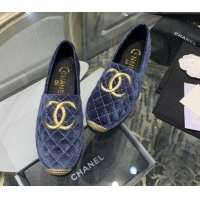 Discount Chanel Velvet Espadrilles G32910 Blue