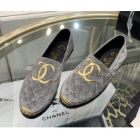 Discount Chanel Velvet Espadrilles G32910 Gray