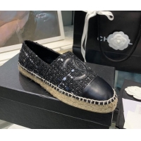 Cute Chanel Tweed Espadrilles 092389 Black