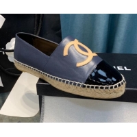 Top Grade Chanel Lambskin Espadrilles G33553 Navy Blue