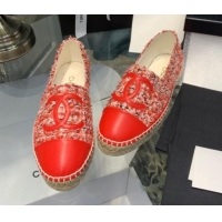 Best Quality Chanel Tweed Espadrilles G33553 Red