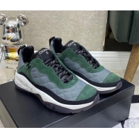 Good Quality Chanel Fabric & Suede Sneakers G38290 Gray/Green