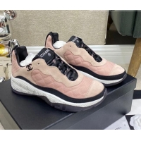 Perfect Chanel Fabric & Suede Sneakers G38290 Pink/Beige