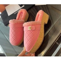 Best Product Chanel Suede and Shearling Clogs Mules 4.5cm G38271 Pink